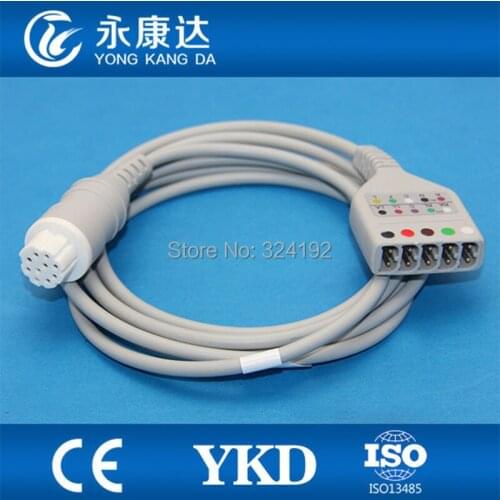 Free shipping compatible Datex LL style 5-lead ECG trunk cable,medical ECG cable