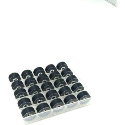 Black color Plastic side Type L 75D/2 25PCS/BOX For Home Embroidery Machine Prewound Bobbins