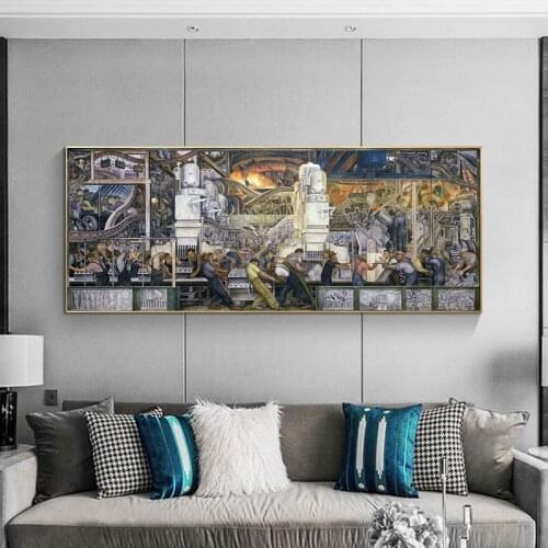 Detroit Industry, North Wall Canvas Poster Print Modern Home Decor Abstract Wall Art Painting Living Room Decoration Picture Art