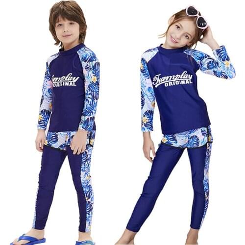 Kids Boys Girls Quick Dry Sunscreen Wetsuit Swimwear 3pcs Long Sleeve Tops Pants Shorts Swimsuit Set Keep Warm Diving Suit
