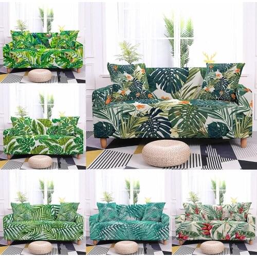 Tropical Leaves Elastic Sofa Cover Stretch Couch Cover Sofa Covers for Living Room Sectional Sofa Protector 1/2/3/4 Seater