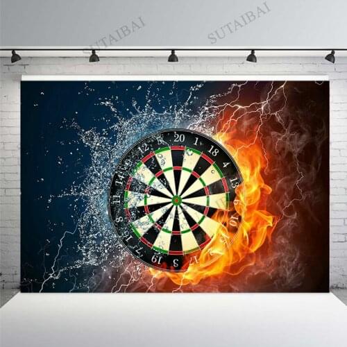 Elements Darts Game Dart Board Flame Water Dartboard Backdrop Children Birthday Party Photography Background for Photo Studio