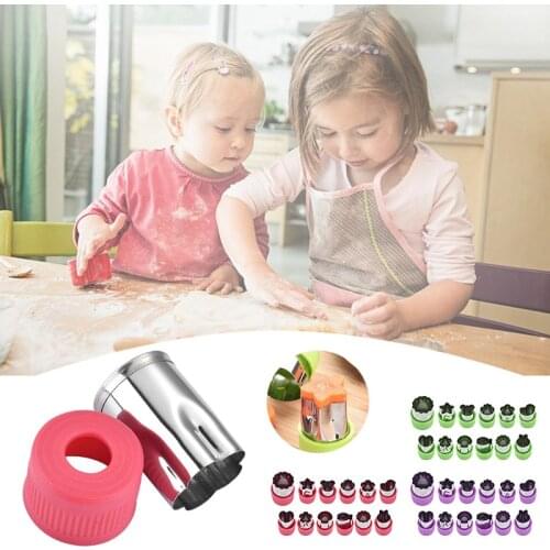 12/3pcs Stainless Steel Vegetable Fruit Cutter Mold Star Heart Shape Vegetables Cutter Portable Cook Tools Plastic Handle