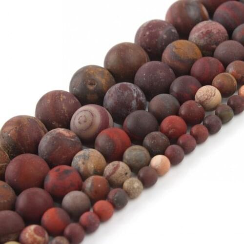 Natural Matte Picasso Jaspers Stone Round Loose Spacer Beads For Jewelry DIY Making Bracelet Accessories 15'' 4 6 8 10 12mm