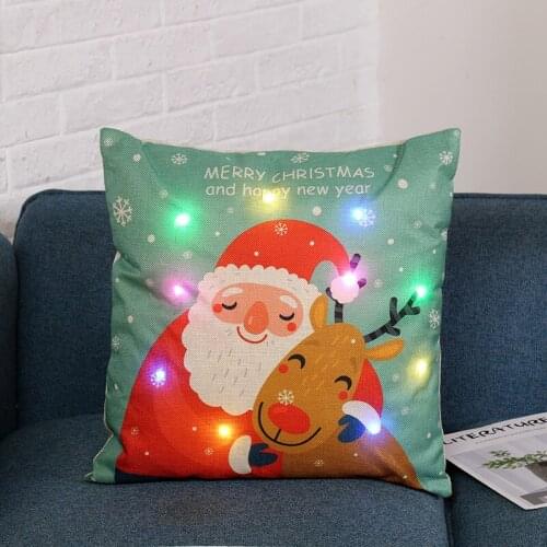 Linen Colorful Light Hug Pillowcase Creative Christmas Atmosphere Pillowcase Sofa Cover Cushion Cover Home Decoration