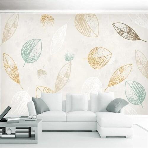 Milofi custom wall wallpaper mural modern minimalist hand-painted leaves Nordic decorative painting background wall