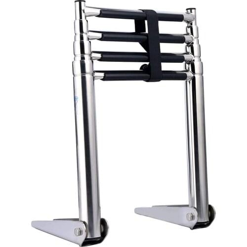 2-4 sections 304 stainless steel marine launch ladder swimming ladder deck ladder folding telescopic ladder escalator speedboat