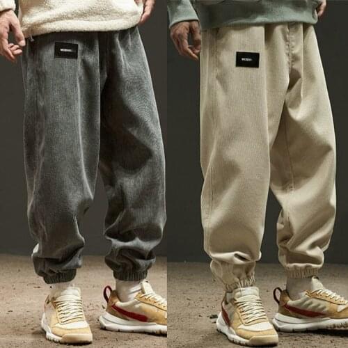 Men Corduroy Pants 2021 Casual Loose Trousers Japanese Streetwear Fashion Harem Pants Big Size Pantalones De Hombre