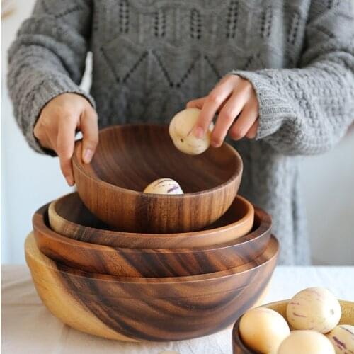 Natural Bowl set Creative Coconut Shell Fruit Salad Noodle Rice Wooden bowl Tableware restaurant for home kitchen Decoration