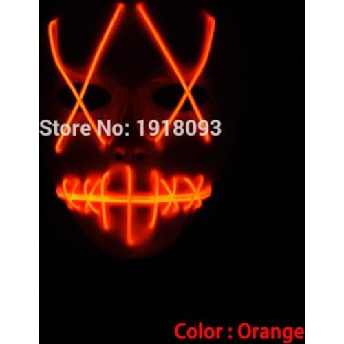 Newest EL wire Halloween Mask Movie Cartoon Mask Flashing Festival LED Neon Glowing Carnival Part Supplies Novelty Lighting