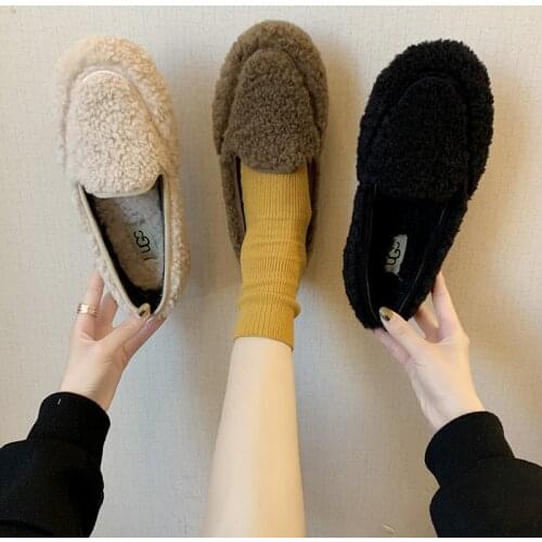 2020 Autumn and Winter New Fashion Shoes Female Wild Lazy Warm Cotton Shoes Women Short Plush Women Shoes Zapatos Mujer W21-09