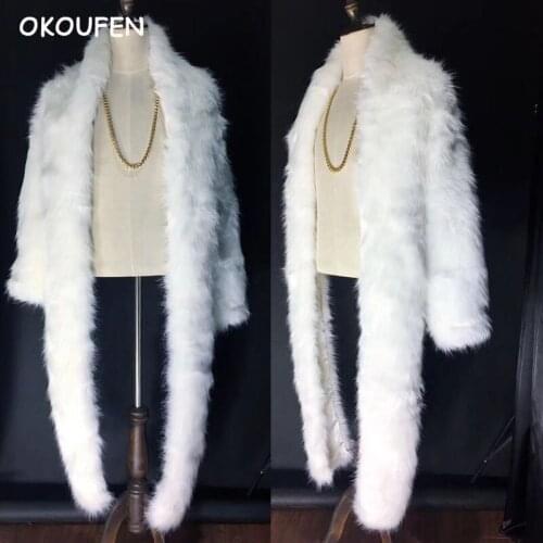 Novelty Fashion White fox fur irregular coat Nightclub male singer DJ DS stage costumes party show performance wear
