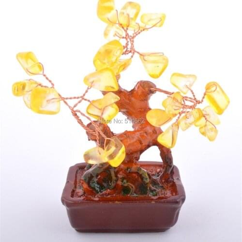New Feng Shui Citrine/ yellow crystal decoration for wealth Crystal plant U1122