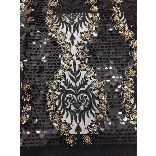 New Designs African Lace Fabric High Quality Net Lace Fabric with Sequins Nigerian French Tulle Lace for Party Dress CD2971