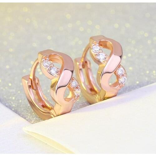 New Style Geometric Figure 8 Ear Clip Rose Gold Silver Plated Zircon Ear Clip Womens Banquet Jewelry No Ear Hole Accessories