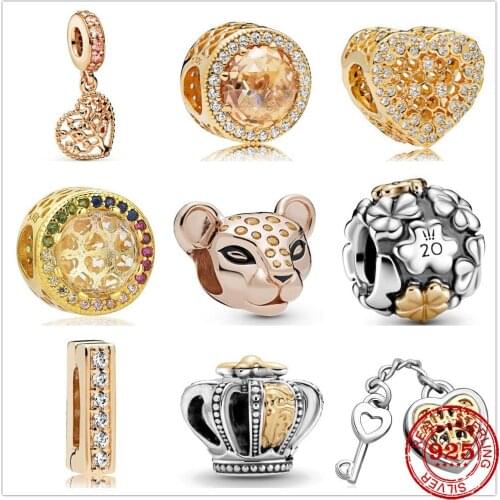 Fit Original Pandora Charms Bracelet 925 Sterling Sparkling lion crown Silverware Charm Bead DIY women Jewelry Making Berloque