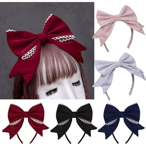 Big Bowknot Hairbands Lolita Sweet Bowknot Maid Cosplay Hair Band Girls Headwear Cute Hair Accessories Lace Bowknot Headbands