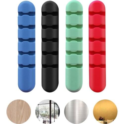 5 Holes Self-Adhesive Silicone Cable Winder Clamp USB Cable Organizer Wire Winder Cable Management Clips Cord Organizer Clip