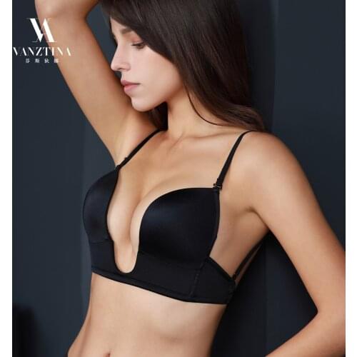 VANZTINA Sexy Deep U Low Cut Push Up Women Lingerie Seamless U Bra Backless Wedding Underwear Sexy Bras Intimates Female