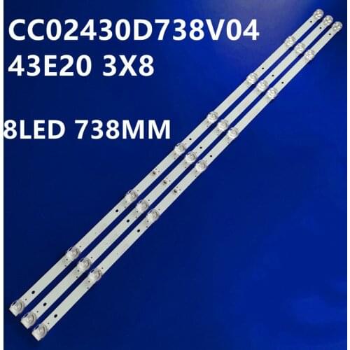LED Backlight strip 8 Lamp CC02430D738V04 43E20 3X8 8S1P 1410 0D20 for 43LST5970 F43E8000Q PT430CT02-1 ELED46-88 738MM