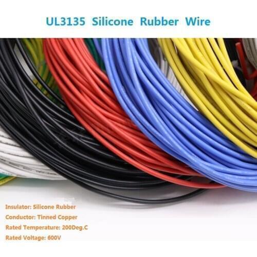 UL3135 30AWG Silicone Rubber Wire Electron Copper Cable Soft Flexible High Temperature Line - 3/5Meter