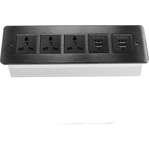 Embedded Aluminum Alloy Plate Power Socket Outlet with UK AU US CN Plug Adapter Universal Socket 4USB Ports Extension Board