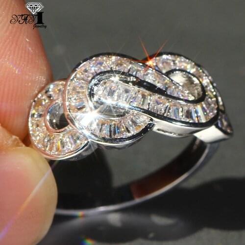 YaYI Jewelry Princess Cut 4.6CT White Zircon Silver Filled Engagement Rings wedding Heart Rings Valentines Day Girls ring 1120