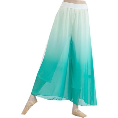 Wide Leg Dance Pants Women 2 Color Practice Wear Dancer Loose Trouser Chiffon Double Layers Black Red