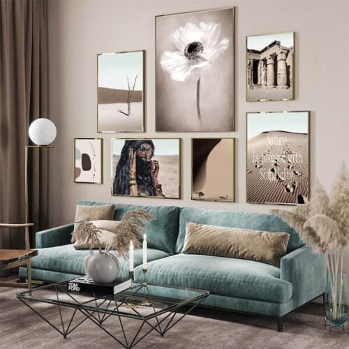 Woman Desert Landscape Canvas Poster Wall Art Print Painting Nordic Style Wall Picture Living Home Room Decor Canvas Painting