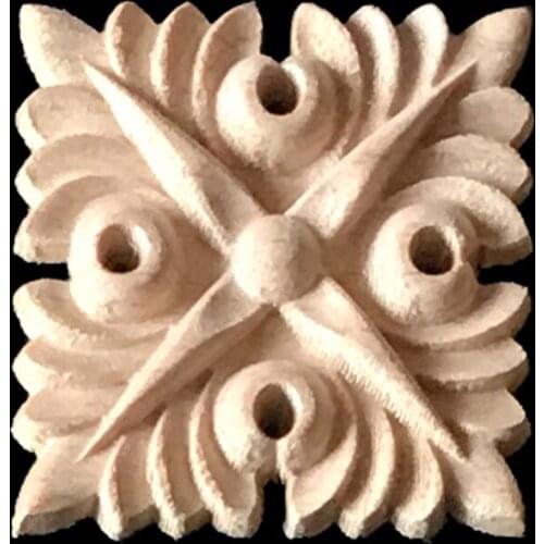 10PCS Retro Style Art Wall Decorative Wood Applique Wood Carved Applique Vintage Furniture Craft Decor
