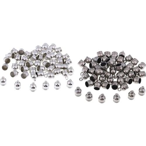 100 Pcs Necklace Cord Crimp End Caps Jewelry Making Tassel Caps for Leather Cord Jewelry Finding