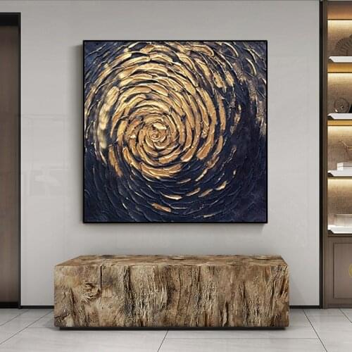 100% Handmade Golden Line Green Abstract Painting Modern Art Picture For Living Room Modern Cuadros Canvas Art High Quality