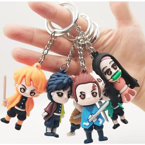 2 Pcs/Set Anime Demon Slayer Kimetsu no Yaiba Acrylic Stand Model keychain Pendant Action Figure DIY Collectible Toy Kids Gift