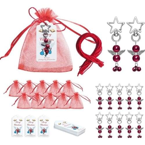 20PCS Bell Angel Star Buckle Christmas Decorative Gift Christmas Five Pointed Star Pendant Gift Bag Set