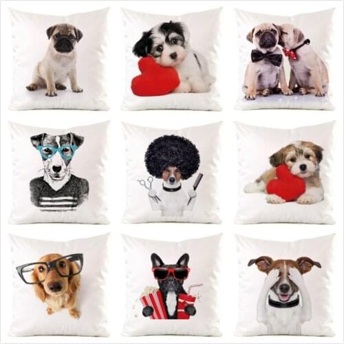 45cm*45cm Dog Photos Inimitated Silk Fabric Throw Pillow Covers Couch Cushion Cover Home Decorative Pillows Pillow Case