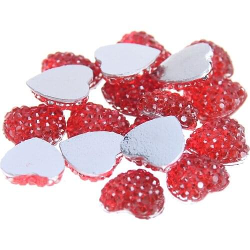 8mm 100pcs Heart Shape Many Colors Resin Rhinestones Flatback Diamonds Craft Glue On DIY Decorations Clothes Bag Shoes Supplies