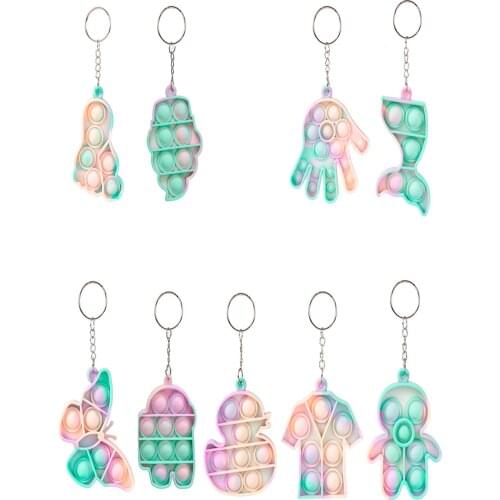 9pcs Mini Pop Its Fidget Toys Kit Keychain Autism Squishy Stress Reliever Toys Adult Children Anti Stress Set Antistress Toys