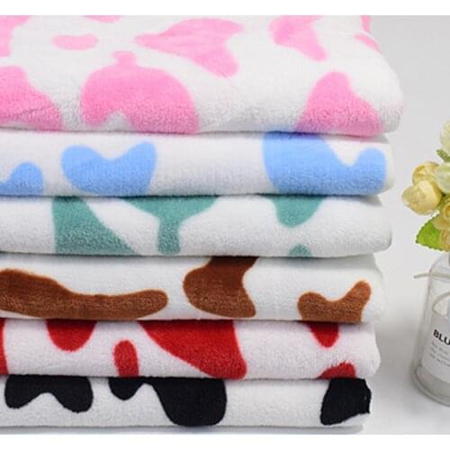 Velvet Fabric Double-sided flannel printed cow DIY fleece pyjamas warm set childrens home clothing Plush fabric Handmade Sewing