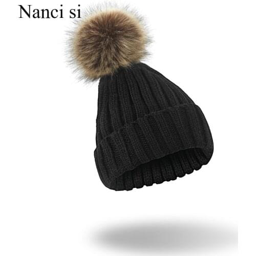 Brand Nanci si Winter Female Ball Cap Pom Poms Hat For Women Girl 'S Hat Knitted Beanie Cap Hat Thick WomenS Skullies Beanies