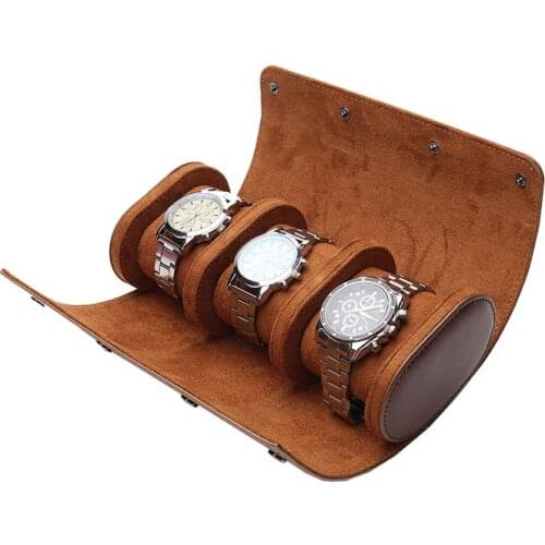 Cylinder Shape 3 Slots Watch Storage Gift Box Chic Portable Vintage Watch Box Watch Case Watch Holder