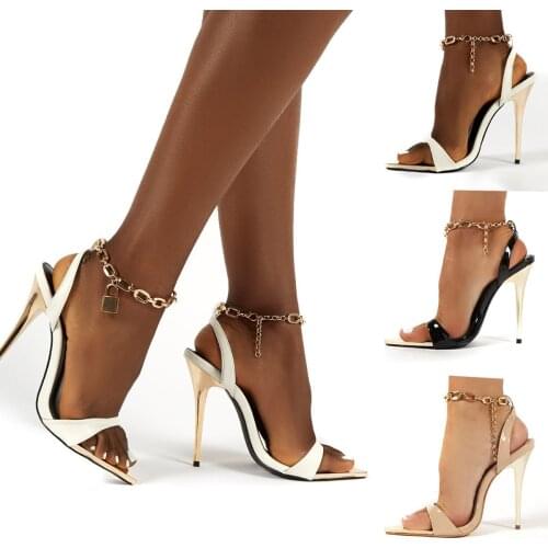 DDYZHY 2021 Summer Thin High Heels Womens Shoes Fashion Sexy Metal Decoratio Cross-Tied Retro Patchwork Head Peep Toe Sandals42