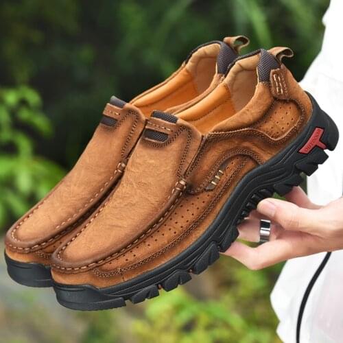 Spring Autumn Mens Genuine Leather Sneakers Hand Made Luxury Brand Classic Casual Shoes Sport Wear Resistant And Antiskid Shoes