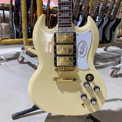SG G400 Electric Guitar Cream Yellow Color Golden hardware Three Pickups Mahogany Guitar Body Free Shipping