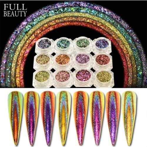 0.2g Peacock Holographic Chameleon Sequins Flakes on Nails Irregular Glitter Powder Dust Nail Art Decorations Pigment CHQC01-12