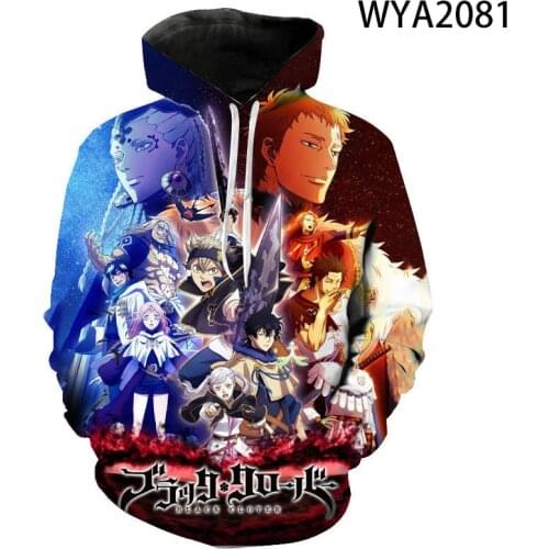 2021New Fashion Hoodies Men Women Children Black Clover 3D Printed Cartoon Anime Sweatshirts Pullovers Casual Hooded Tops