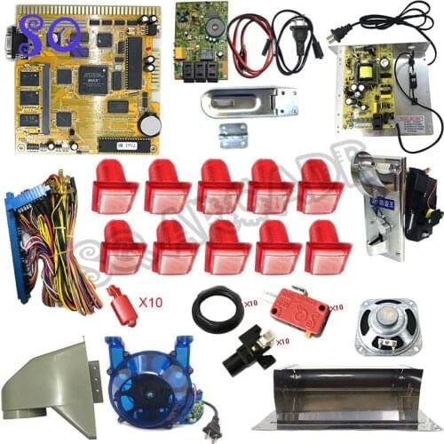 DIY Kit casino slot game PCB New Mega 7 in 1 Fruit Cocktail Game Board with coin hopper acceptor LED push Button Speaker Power
