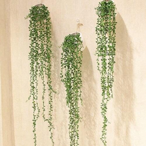 1PCS Simulation Plant Fake Flowers/Green Plants Potted Wall Hanging Decoration Plastic Succulent Beads Lover Tear Plants