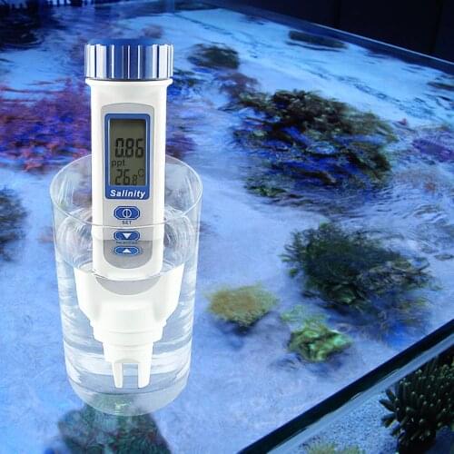 Salinity & Temp Meter, Pen Type Salt Water Quality Tester ATC NaCl 0~70 ppt, Handheld Measurement Monitor Tester, for Saltwater