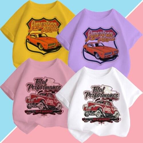 Summer Baby Girl Boy T-Shirt Handsome Trend Style Car Print Street Wear Casual Fashion Unisex 2 3 4 5 6 7 8 9-Year-Old Kids