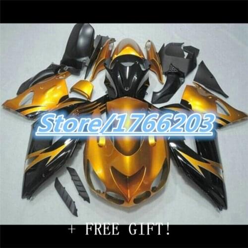 Injection molding For KAWASAKI NINJA ZX-14R 06 07 08 09 10 11 gold ZX 14R ZX14R 2006 2007 2008 2009 2011 Fairing golden black